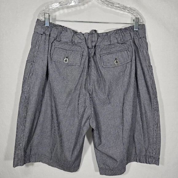 VINTAGE Striped Elastic Waist Drawstring Cargo BERMUDA Shorts Women's Size L/XL. - Picture 3 of 17